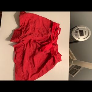 Red paper bag shorts